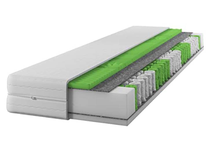 IZER Matratze 90x200 H2 / H3, 7-Zonen, Taschenfedern, Steppbezug, Federkern, Massageschaum