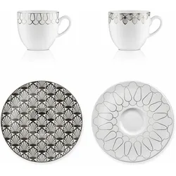 Goebel, Tasse, Kaffeetassen First.Platin 2er Set, Porzellan, Silber, 200 ml, 20001431 (200 ml, 2x)