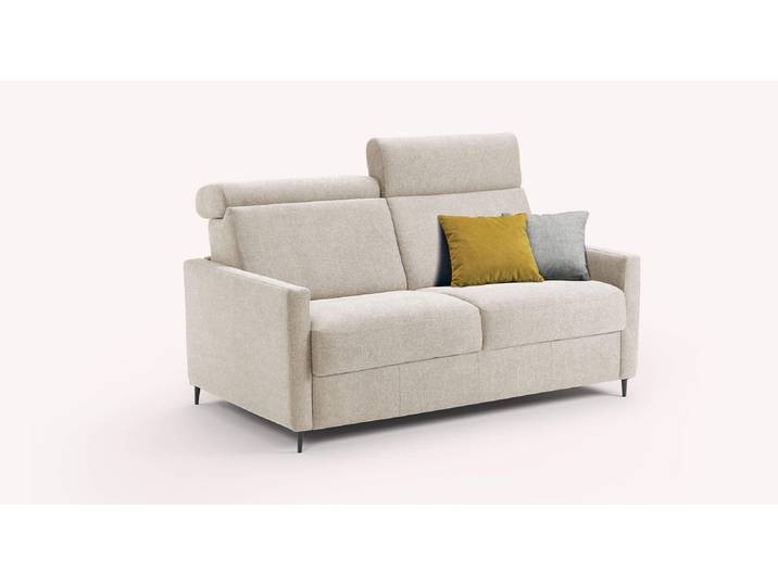 Canapé convertible Tissu AMY - Beige - Couchage 160x195