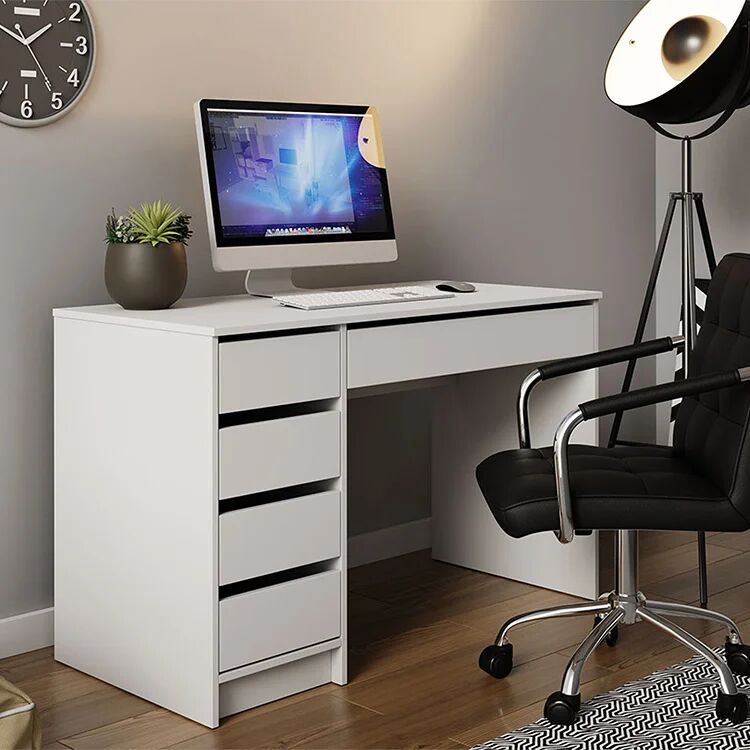 garneroarredamenti Scrivania ufficio 120x55cm 5 cassetti bianco opaco Blackpool