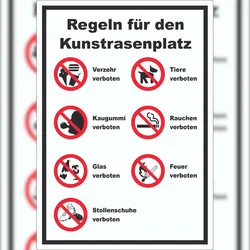 HB-Druck Aufkleber Regeln Kunstrasenplatz A1 (594x841mm)
