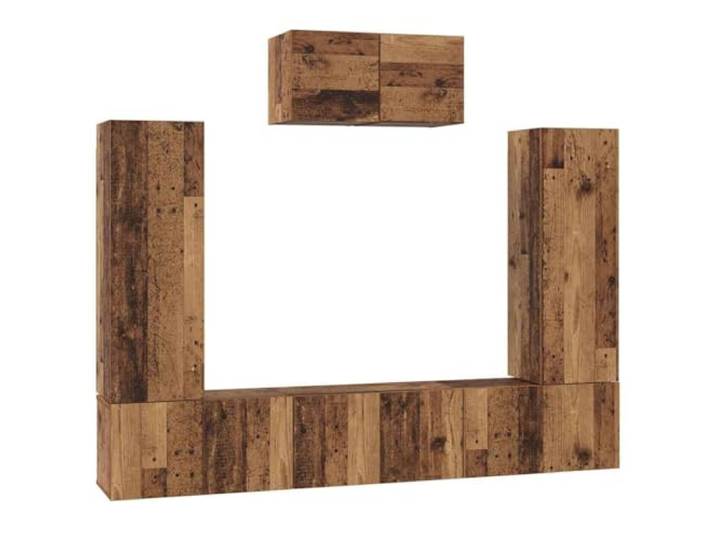 GKHPYURE TV-Möbel-Set, 7-teilig, Holz, 180 cm Mehrschichtholz, 6 Einlegeböden, 7 Türen mit Reißverschluss, einfache Montage