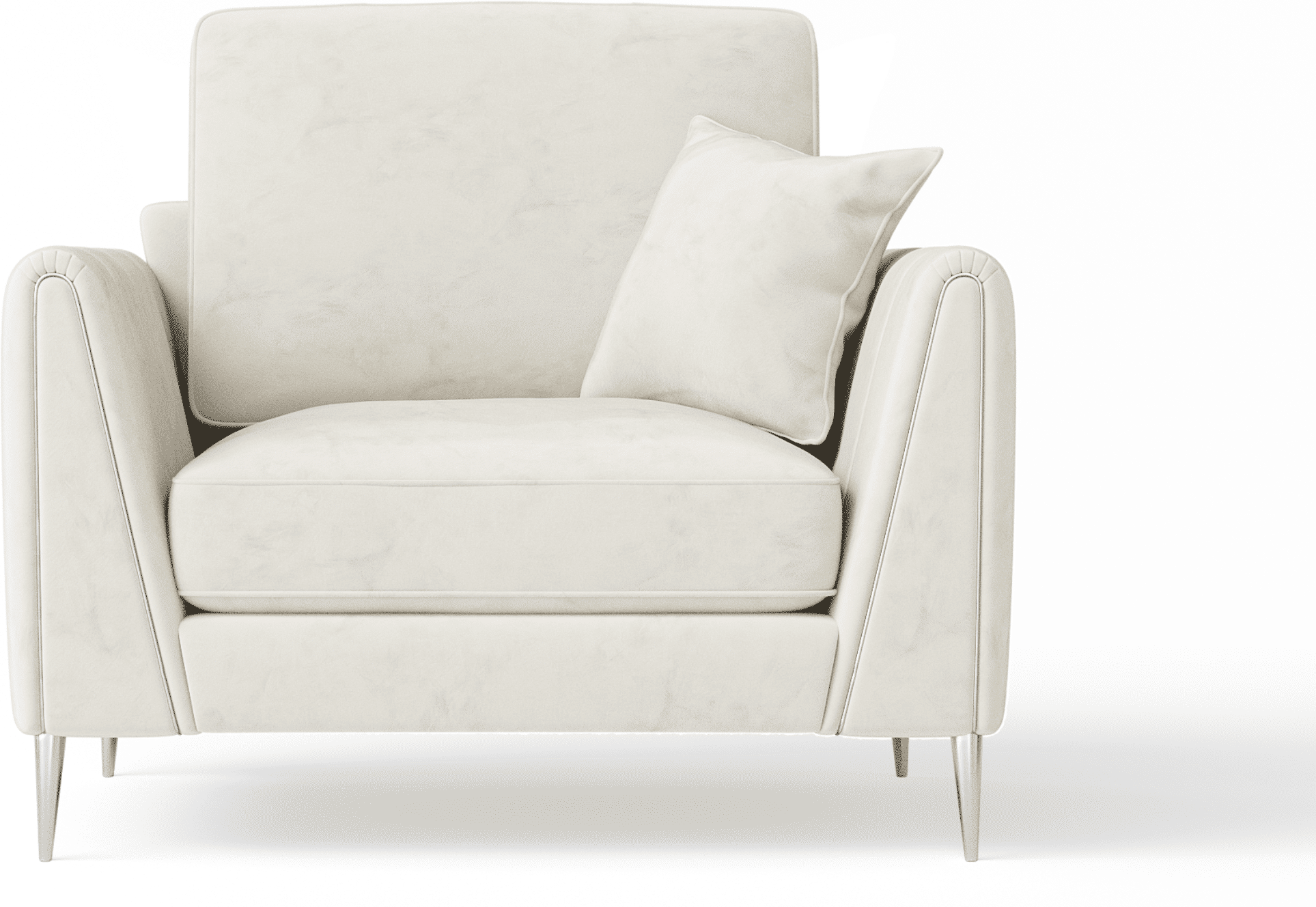 Alaina Cream Velvet Armchair with Silver Legs