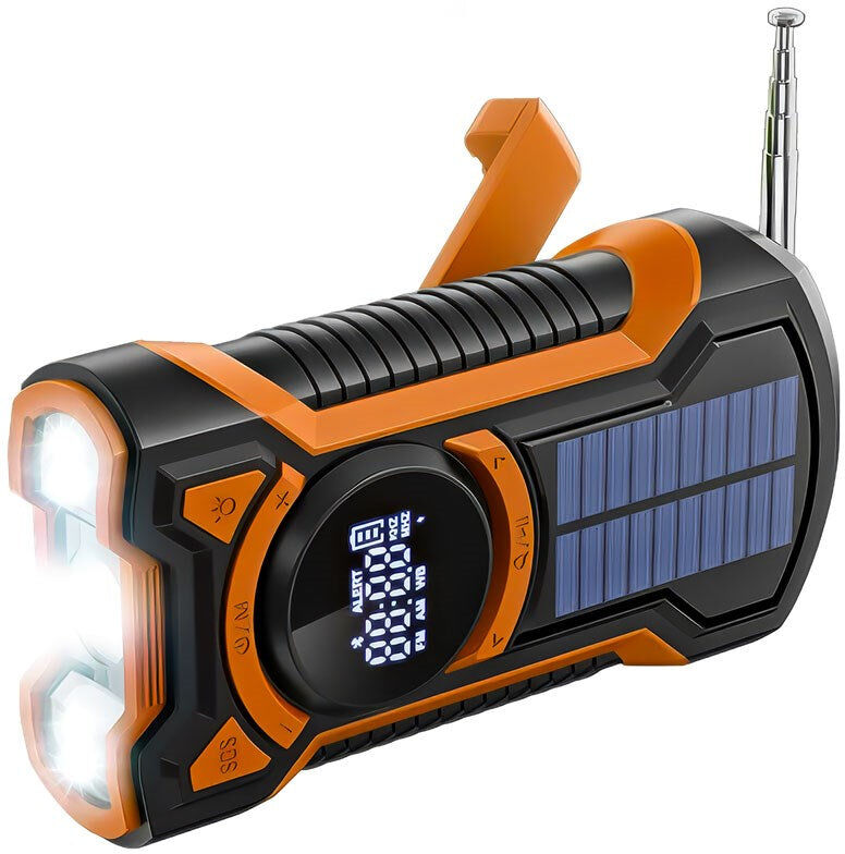 Just In Case Nødradio m. Bluetooth & PowerBank - 5000 mAh - Sort / Orange