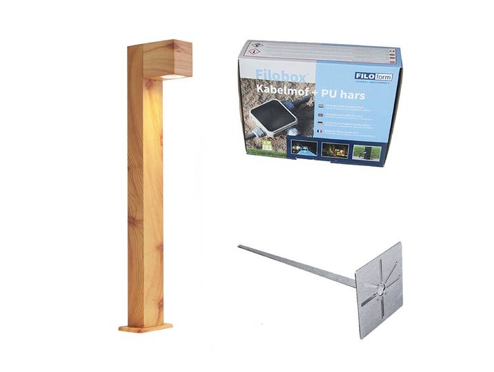 Lampe d'extérieur en aluminium avec impression bois, pointe au