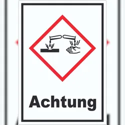 HB-Druck Aufkleber Ätzende Wirkung Achtung Ätzwirkung A8 (52x74mm)