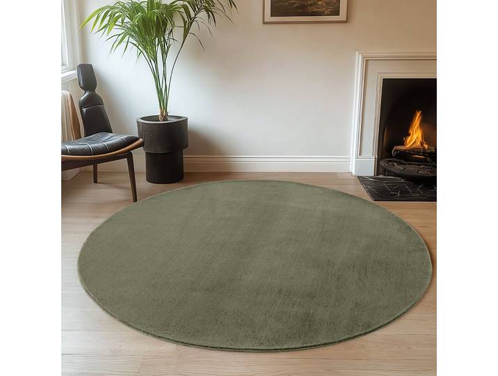 Teppich Gibbs D160cm grün - Material: 80 % Polyester, 20 % Filz/Anti-rutsch - Teppich