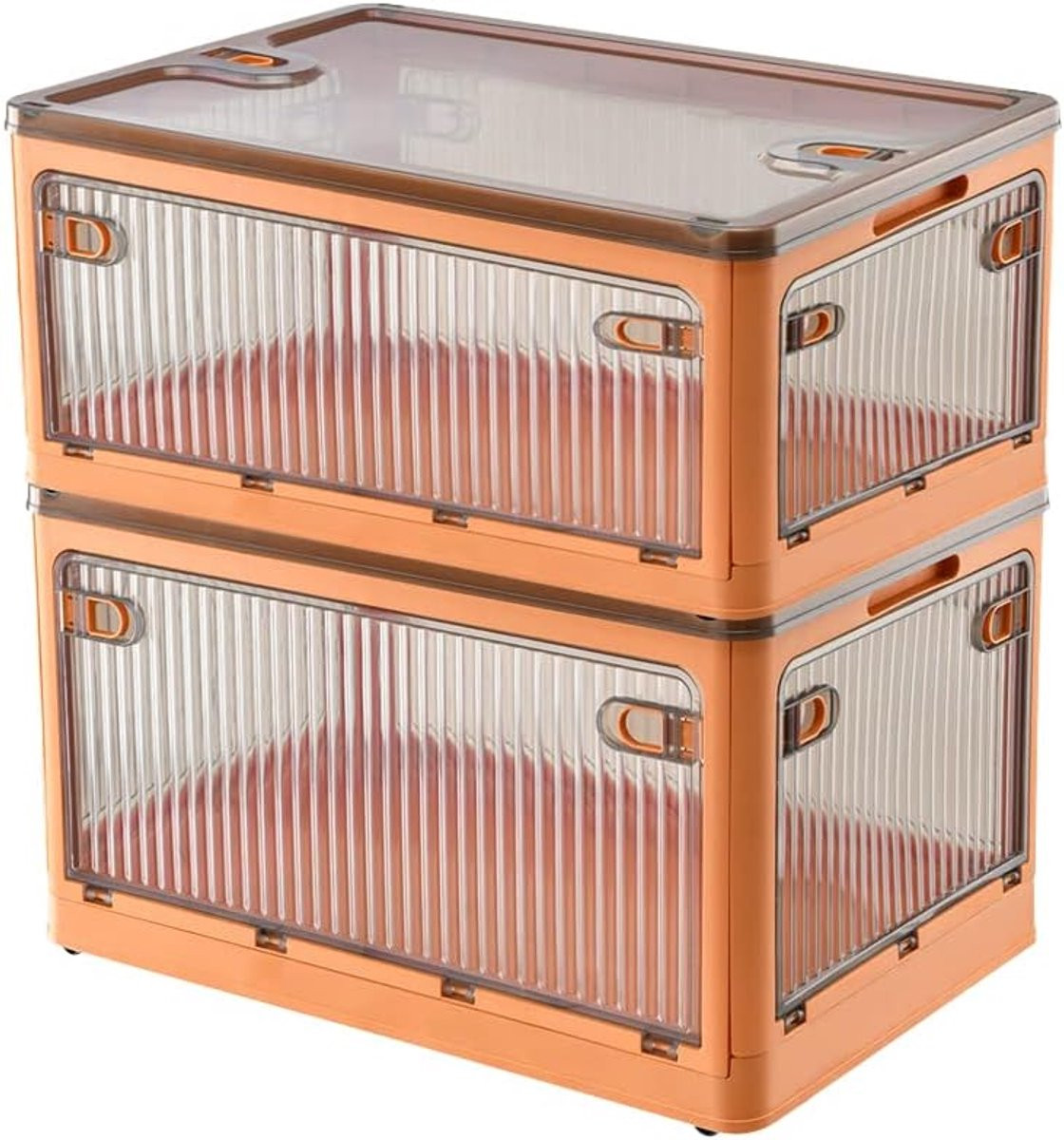 Thijox 2-pack Opbergdozen met Deksels en Wielen, 28L, Stapelbare en Inklapbare Opbergcontainers van Plastic