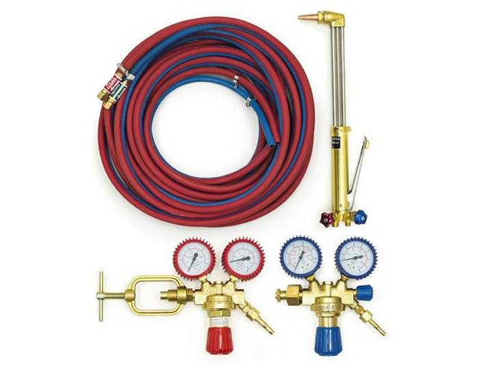 Schneidbrenner Set 45cm - Acetylen Sauerstoff Brenner Set mit Druckminderer, Schlauch 10m und Rückschlagventilen - Schneidbrenner Acetylen Sauerstoff für Schnittbereich 30-60mm