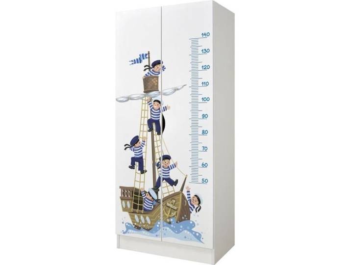 Armoire blanche deux portes Roma 246237L /motif Marins