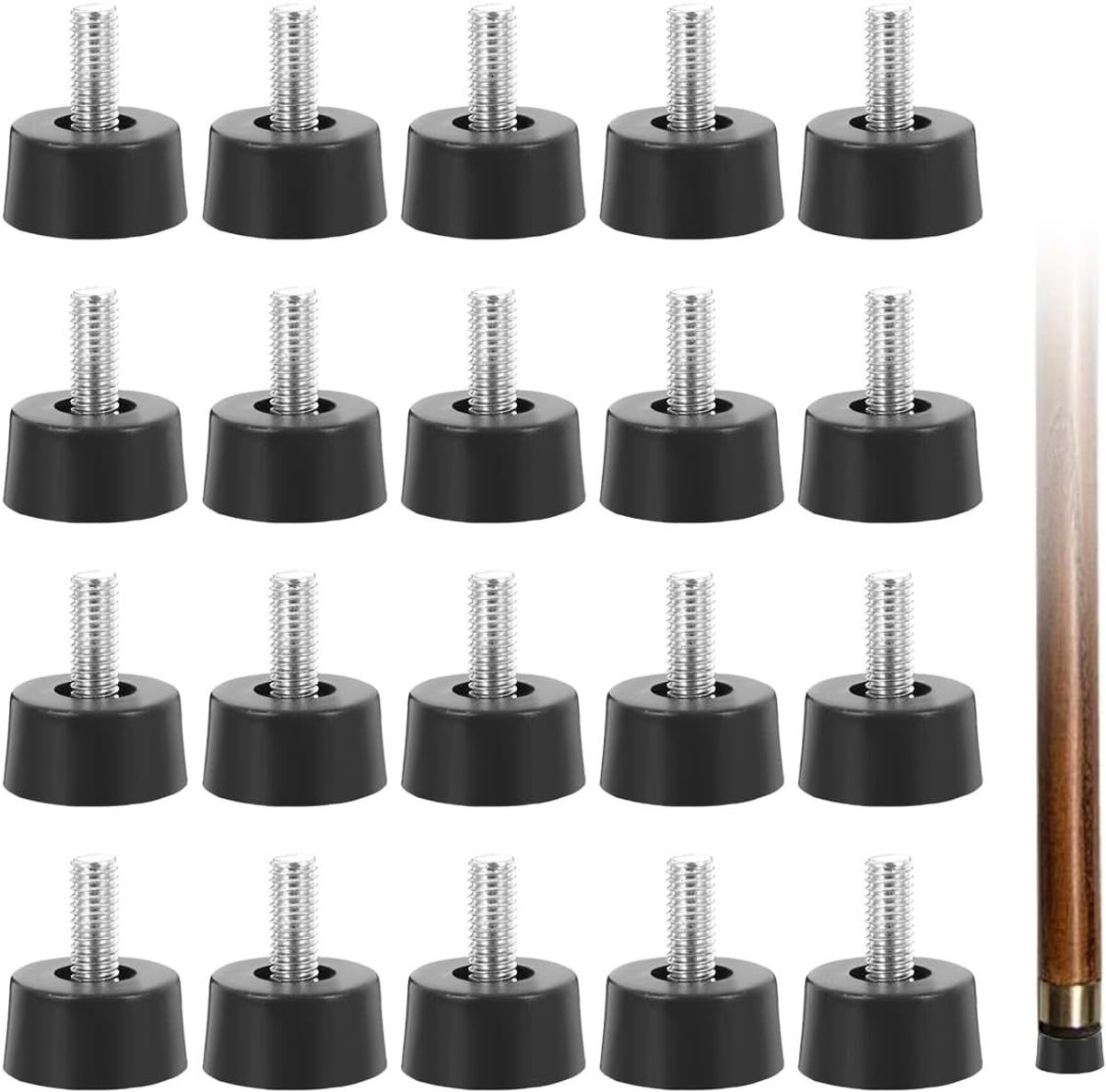 20 stuks Verstelbare metalen meubelpootjes M5×20mm zwart
