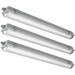 3x LED Wannenleuchte 36 Watt Deckenlampe Nass- und Feuchtraum IP65 6400K KALTWEIß 3400lm für Werkstatt, Garage, Keller uvm.