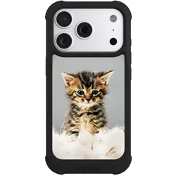 Nivocase Hülle für Apple iPhone 18 Pro Stossfeste Handyhülle NIVOmax Case Schwarz Feder Haustier Katze (Apple iPhone 18 Pro), Smartphone Hülle, Schwarz