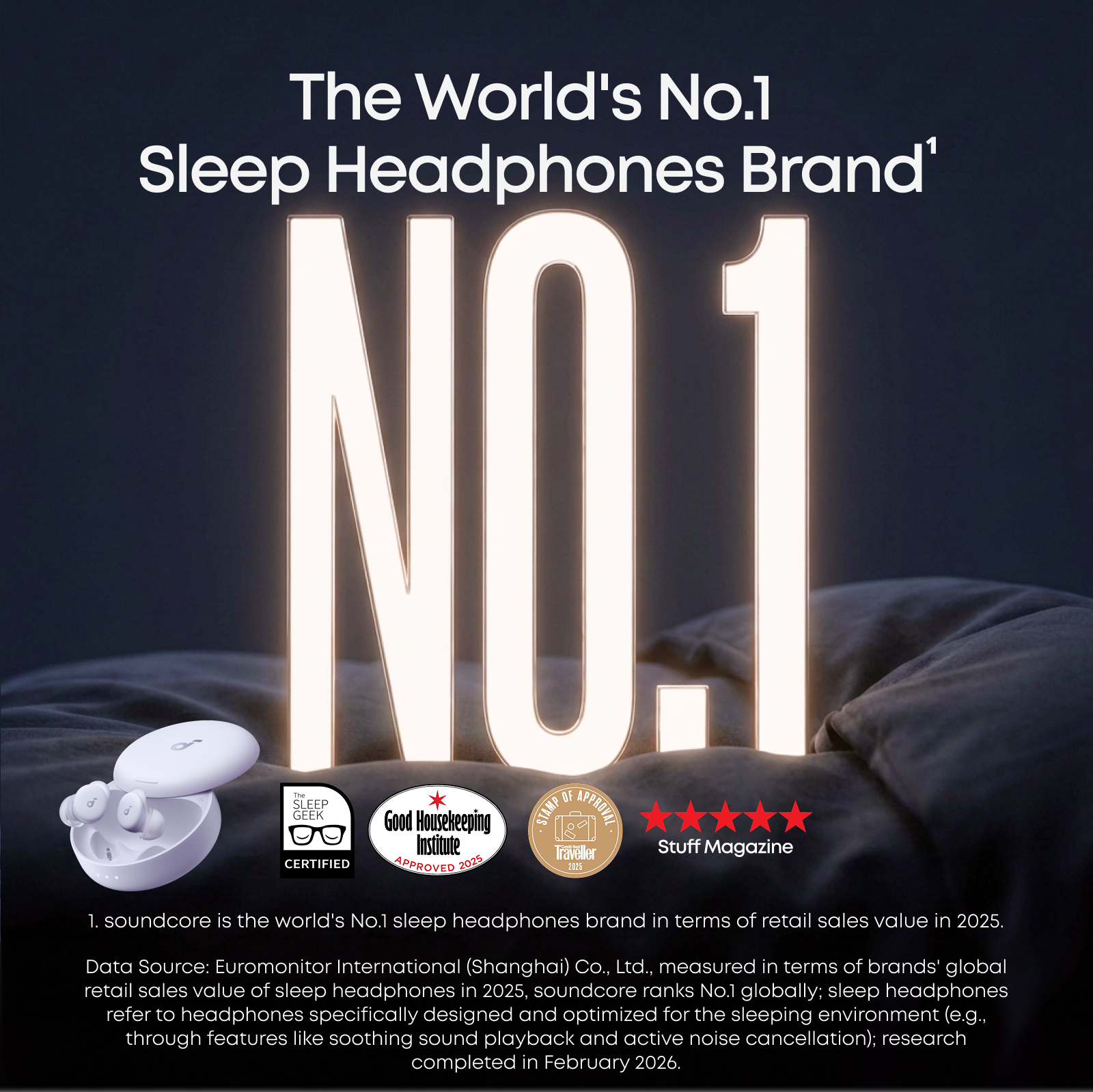 soundcore Sleep A30   Ultra-Comfortable Sleep Earbuds with ANC Lunar White / + Mist Lilac