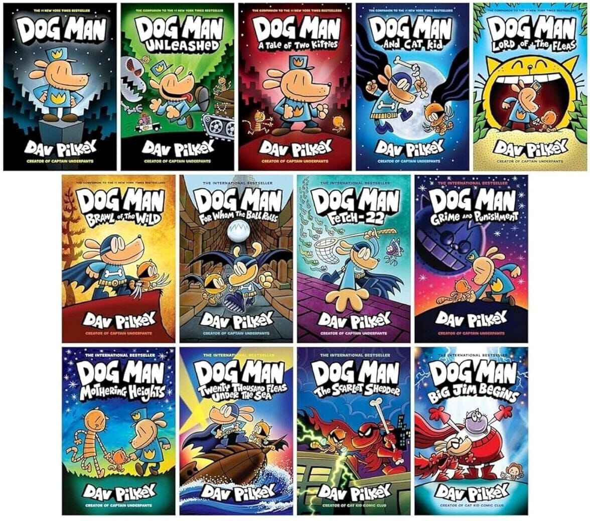 Dog Man 1-13: The Supa Buddies Mega Collection by Dav Pilkey 13 Books Set - Ages 6-12 - Hardback Scholastic