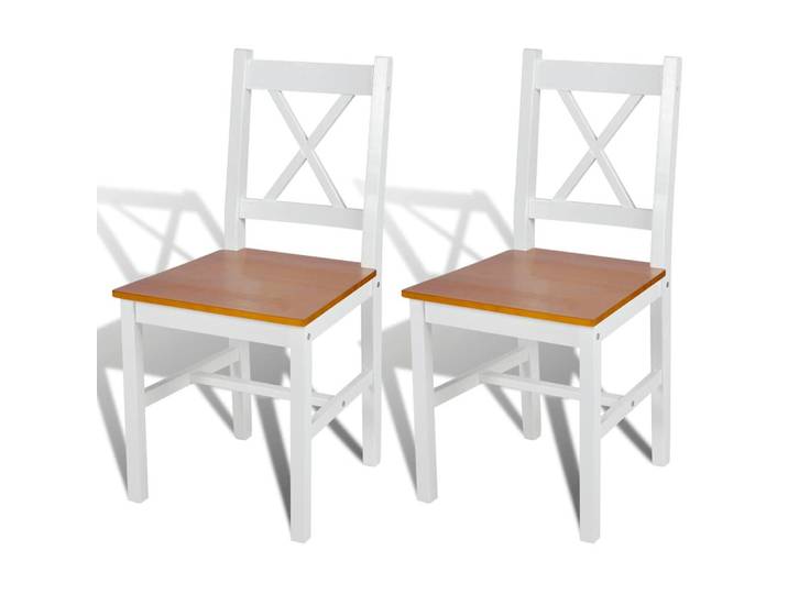vidaXL Esszimmerstühle 2Er Set Weiss Kiefernholz, Weiß, Holz, 45.5x85.5x41.4 cm, Esszimmer, Stühle