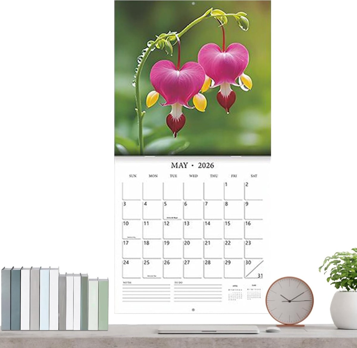 Kalender Bloemen Maandelijkse Planner voor Organisatie Thuis Multicolor 28 x 28 cm