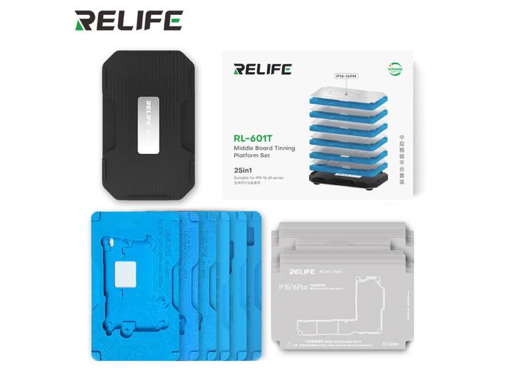 RELIFE RL-601T 31 en 1 iPhone X ~ 17 Pro Max carte mère couche intermédiaire plante plate-forme en étain 3D BGA Reballing pochoir Kit
