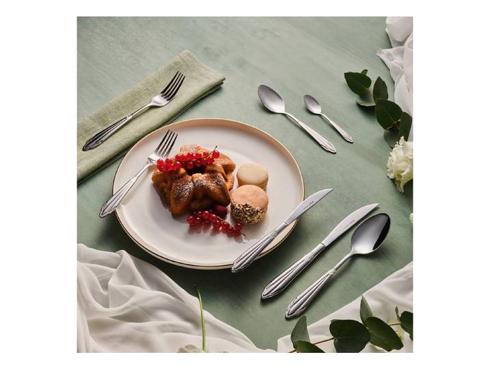 Karaca Besteck-Set Elegance Mantilla Silver 84-teiliges Besteckset für 12 Personen, 12 Personen, Spülmaschinengeeignet
