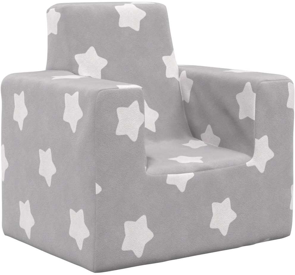vidaXL Canapé pour enfants Gris clair avec étoiles Peluche douce