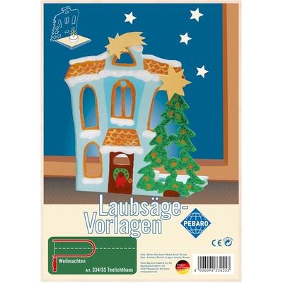 PEBARO 334/5S - Laubsägevorlage Teelichthaus Weihnachten, 1 Platte, Größe DIN A4.