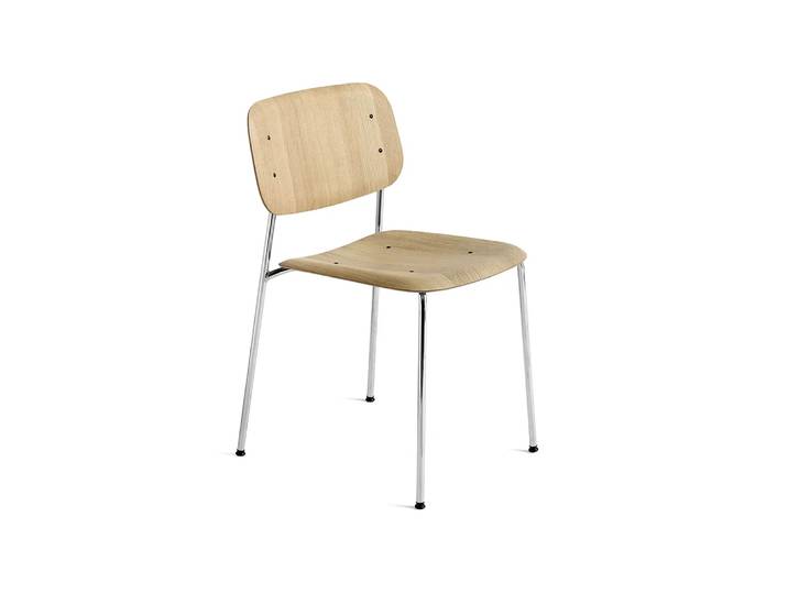 HAY Soft Edge 40 Stuhl wasserbasierter lackierter Eiche, Chromgestell