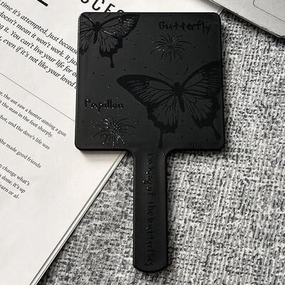 Inspire Essentials Vintage Butterfly Compact Makeup Mirror Portable Travel Beauty Mirror black