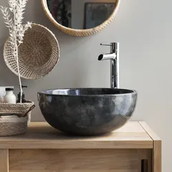 Rundes Marmorwaschbecken Mia Dark Grey