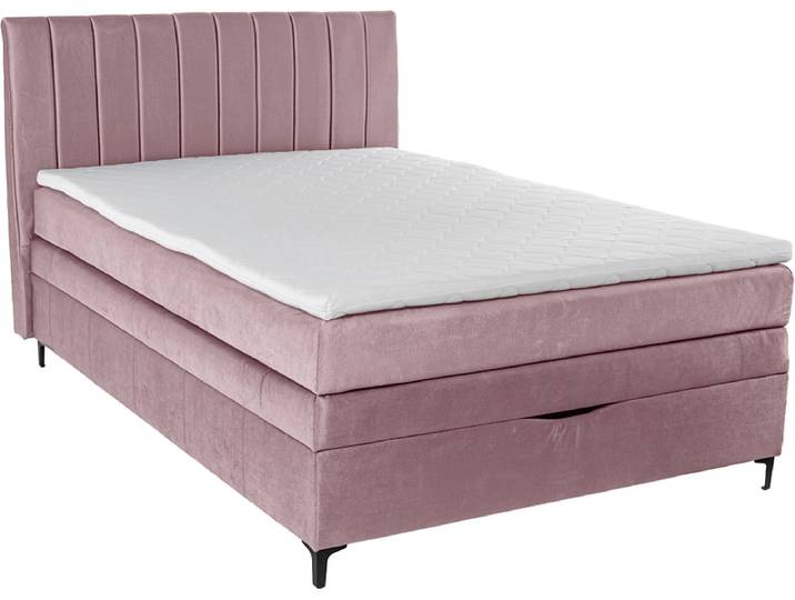 Boxspringbett MAGIC rosa 140x200cm halbfest