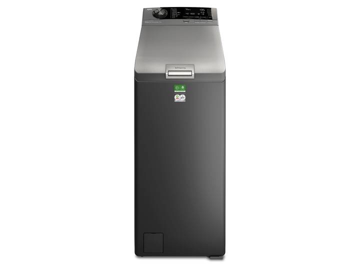 AEG Waschmaschine Toplader LTR8S80370 , Energieeffizienz: A, grau, B:39,7cm H:90,3cm T:59,9cm, Waschmaschinen, MattSchwarz‑Toplader mit PowerClean: gründliche Fleckenlösung bei 30C, Waschmaschine Toplader