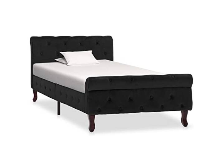 Samtbezogen Stabil Kiefernholzbeine Schlafzimmer Classic 90x200 cm Schwarz Polsterbett Samt 90x200 cm Bettgestell Schwarz mit Kopfteil Stabil Kiefernholz Schlafzimmer Möbel Ohne Matratze