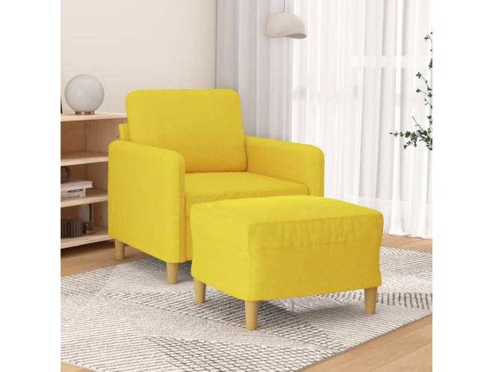 HEFZGDB Sessel mit Hocker Hellgelb 60 cm Stoff Polsterstuhl Wohnzimmerstuhl strapazierfähig atmungsaktiv langlebig Robustes Gestell bequem gepolstert Sitzfläche Armlehnen