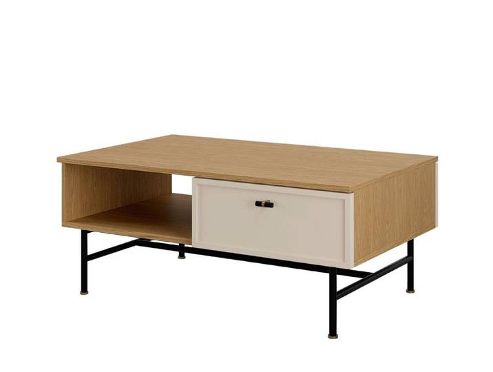 Compleo Couchtisch mit Schublade ESTI, Japandi oder Loft Stil