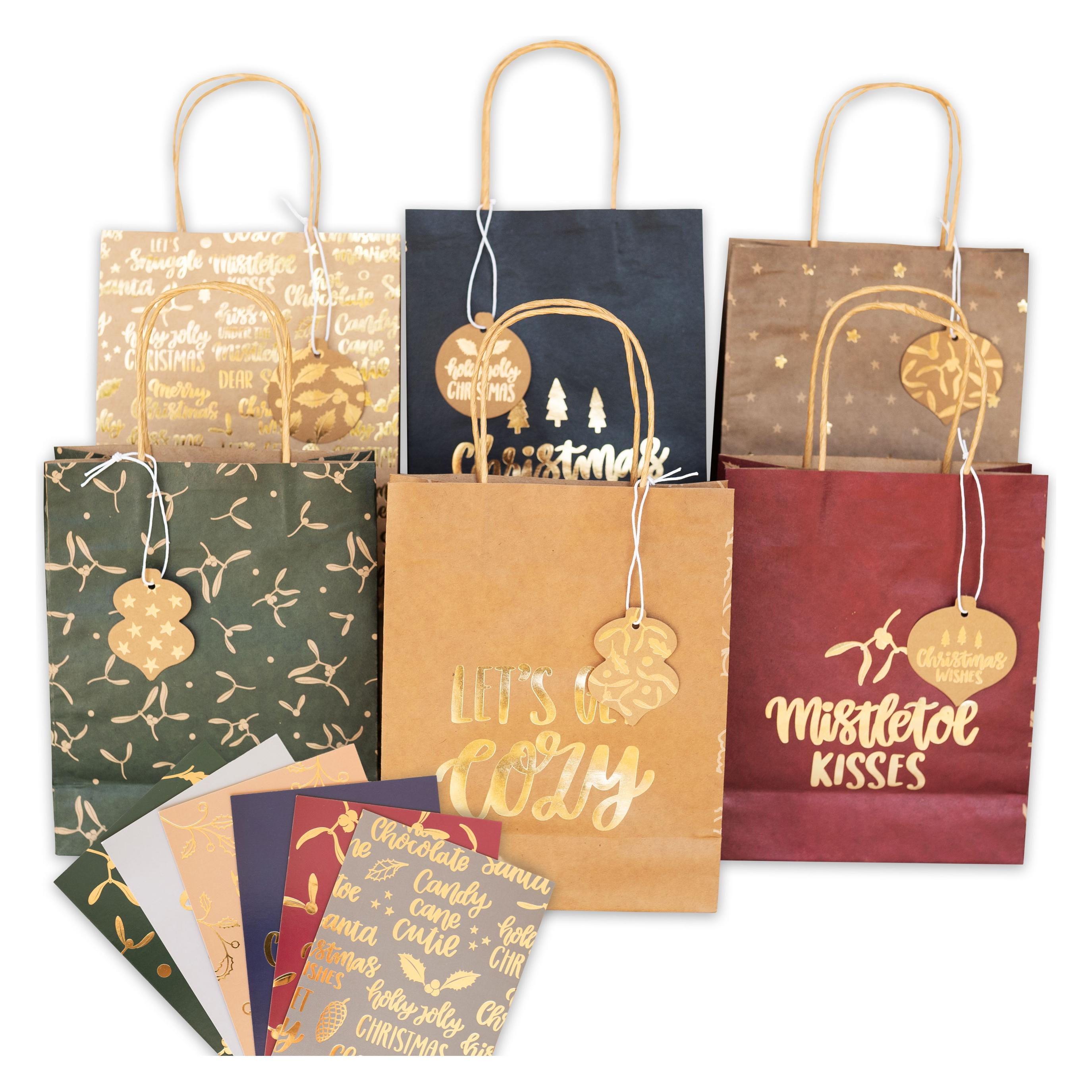 Papierdrachen 6 goldfolierte Geschenktüten - Christmas (6x) (77420682)