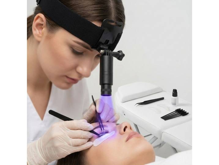 Lampe frontale UV pour le durcissement des cils, lampe de 5 W, colle UV à séchage rapide, extension de cils, lampe frontale ultraviolette mains libres