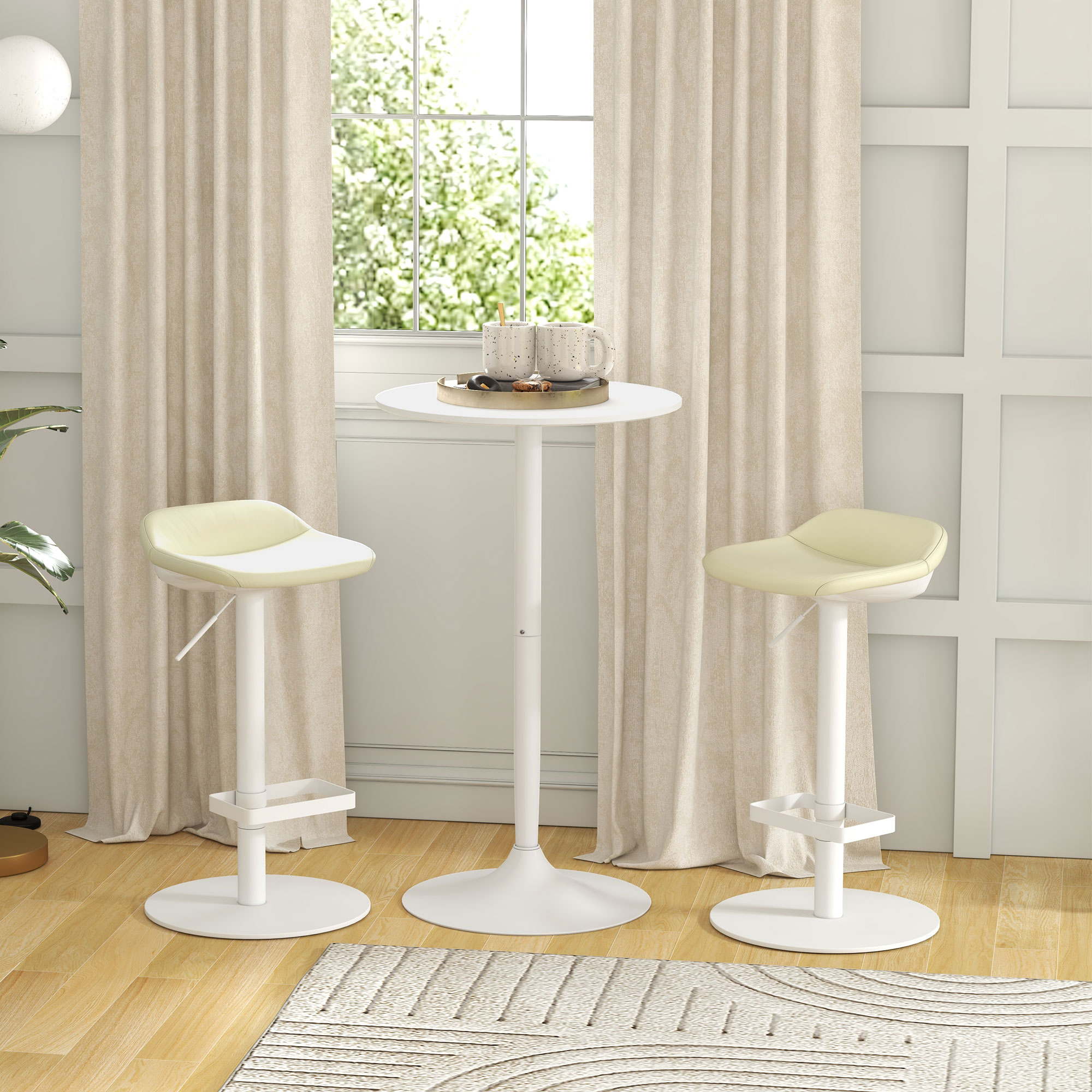 Homcom Tavolo Bar Isola Cucina Rotondo Alto Salvaspazio Ø60x102 cm Bianco   Aosom Italy