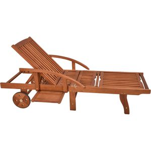 Garden-Pleasure Sonnenliege BEVERLY HILLS, aus Holz, braun, klappbar, mit Rollen, 195 x 74 cm, belastbar bis 110 kg