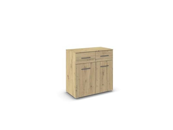 Rauch Möbel ADITIO, Kommode, Farbe Eiche Artisan, Breite 80 cm Sideboard im zeitlosen Stil, 2-türig, 2 Schubladen, Soft-Close-Funktion, für Schlafzimmer, Gästezimmer, Wohnzimmer, Garderobe
