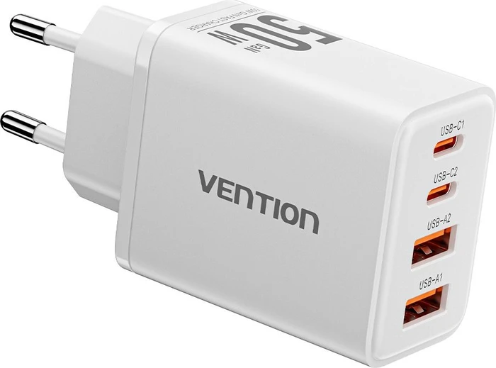 Vention 4-Port USB (C + C + A + A) GaN Charger (30W/20W/18W/18W) EU-Plug White