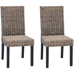 vidaXL Esszimmerstuhl 2 pcs Schwarz gewaschen 45 x 54 x 93 cm