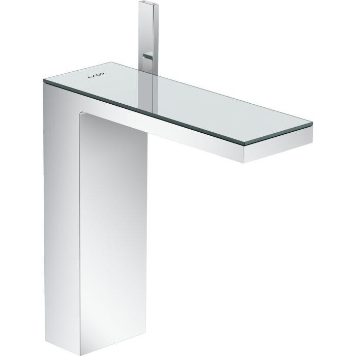 hansgrohe Axor MyEdition Waschtischarmatur 47020000 Ausladung 196 mm, mit Push-Open Ablaufgarnitur, chrom/Spiegelglas