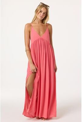 O'Neill s Saltwater Solids Mel Maxi Dress in Fiery Coral, Size 2XL, Viscose