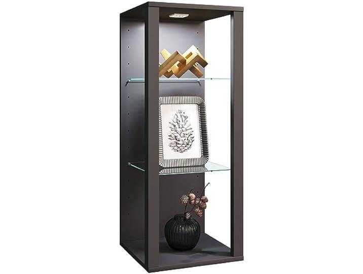 VCM Wandvitrine Anthrazit 35x35x90 cm 3 Fächer Holzwerkstoff Glas Büro Präsentation und Aufbewahrung von Sammlerstücken - Wohnzimmer oder Büro - für Sammler und Liebhaber - Holzwerkstoff, Glas
