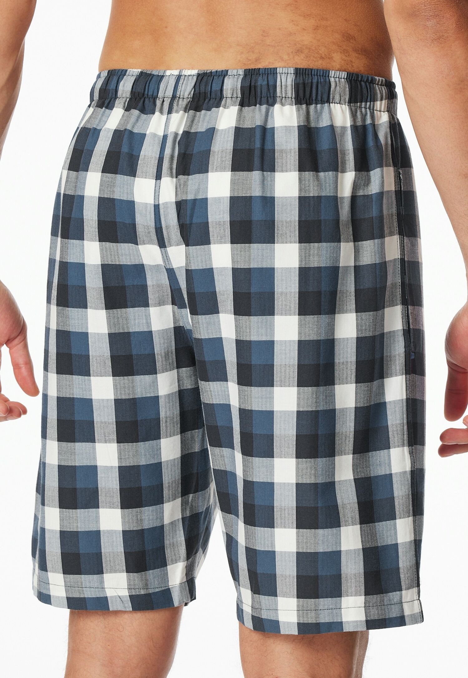 Pyjamashorts SCHIESSER "Mix + Relax", Herren, Gr. 54, N-Gr, grau (913, multicolor 2), Web, Obermaterial: 100% Baumwolle, bequem kniefrei, Hosen Pyjamashorts, kariert, Gummizug, Bindeband 913, multicolor 2 54, N-Gr