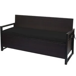 Décoshop26 - 3-Sitzer-Bank mit Staufach aus braunem Polyrattan mit schwarzem Kissen 04_0005807 04_0005807