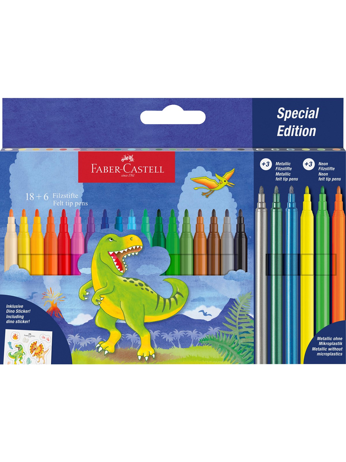 Faber-Castell Filzstift Dino 18+6 + Sticker
