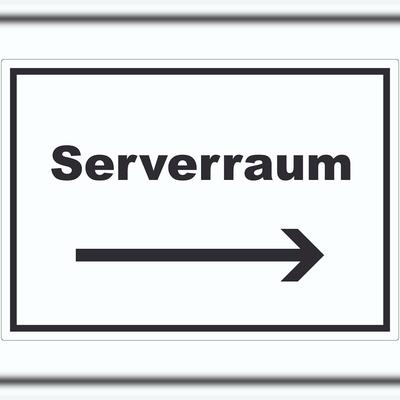HB-Druck Serverraum Aufkleber mit Text und Richtungspfeil rechts Computer IT PC waagerecht A1 (594x841mm)