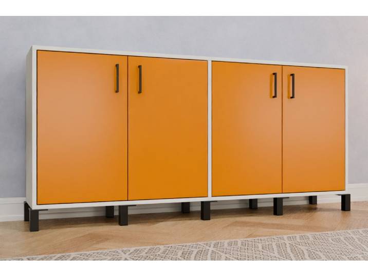 Büro Sideboard nach Maß - RAL 1007 Narzissengelb - 86x180x34cm - Individuell konfigurieren