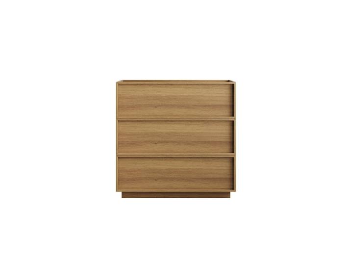 Modfu Kommode aus MDF und Holzwerkstoff 80x48x78 cm Eichefarben mit 3 Schubladen und Kippschutz, Nussbaumfarben, Rechteckig, 80x78x48 cm, Kleinmöbel, Kommoden, Kommoden