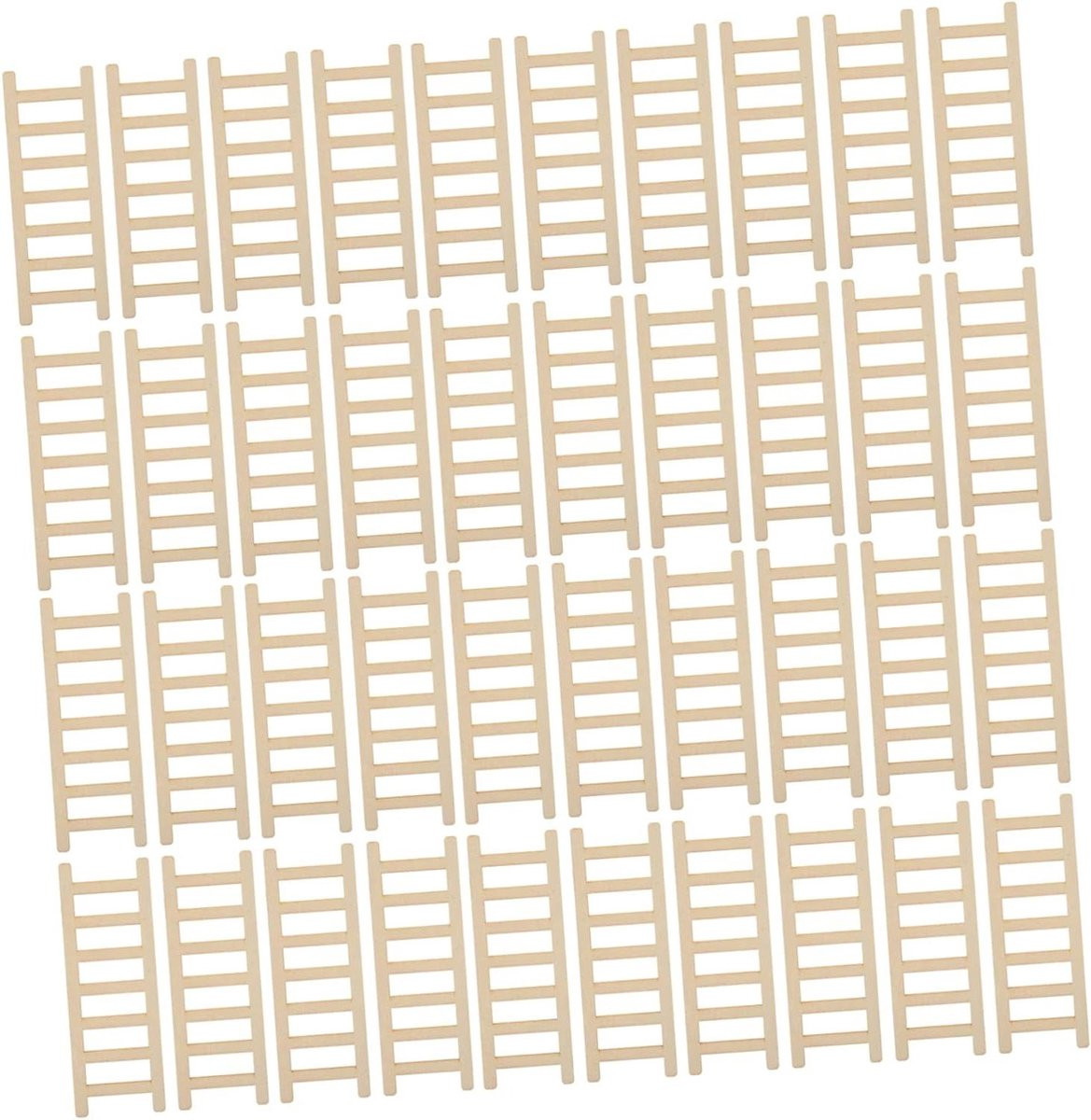 Miniatuur Ladder Khaki - Poppenhuis Accessoire voor Decoratie en Knutselen - 9 cm